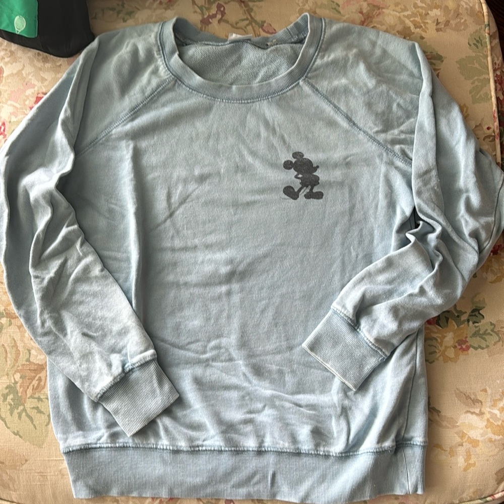 Baby blue Disney sweatshirt with Mickey mouse silhouette